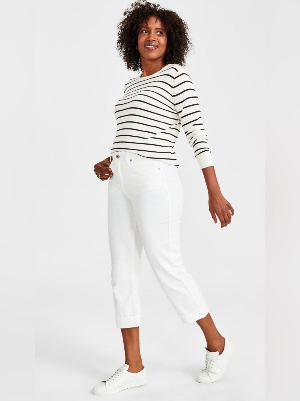 Style & Co. Curvy Capri Jeans Mid Rise Bright White Size 12 NWT Flattering Fit